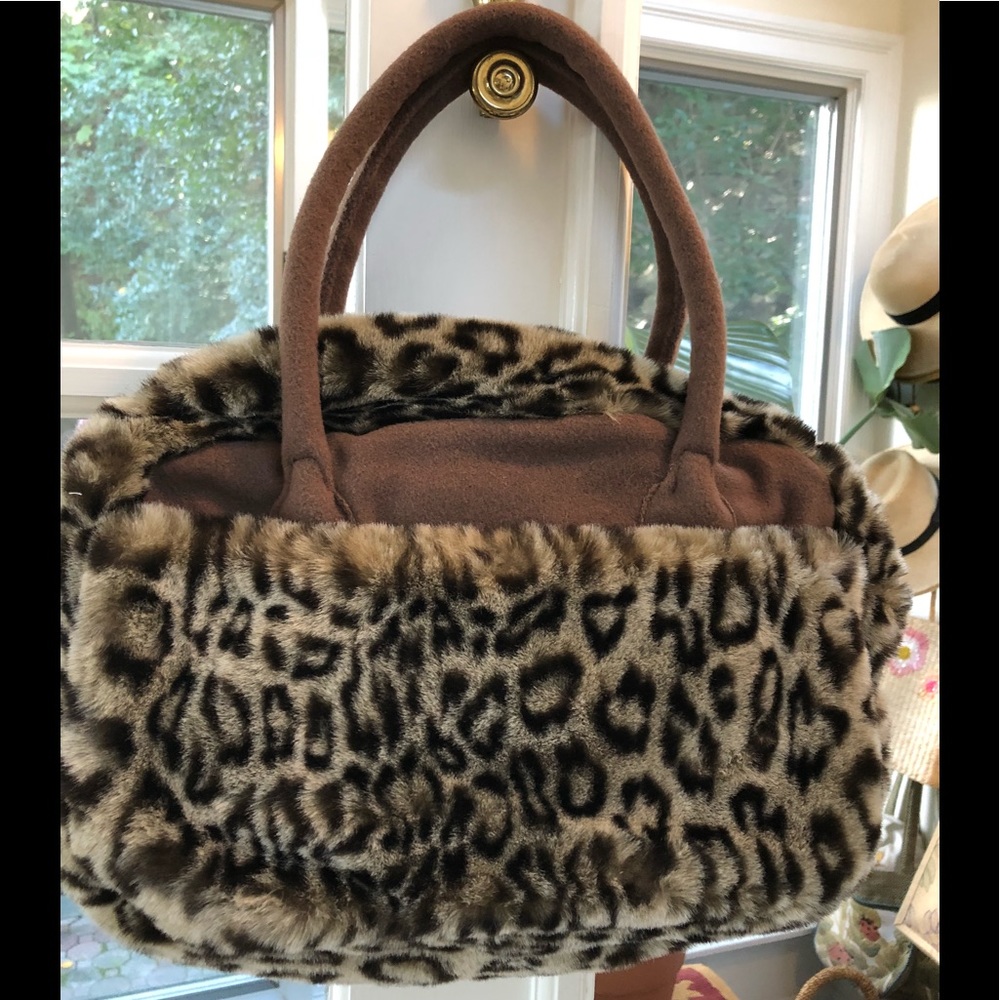 Everwood Vintage faux fur & wool felt satchel.